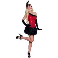 Flapper kostuum jurkje rood met zwart - thumbnail