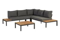 Exotan La Vida loungeset - 4-delig - Antraciet - Teak