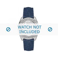 Guess horlogeband W0627L1 Leder/Textiel Blauw 21mm + blauw stiksel
