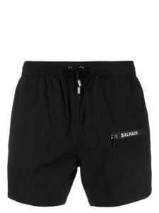 Balmain short de bain à logo imprimé - Noir