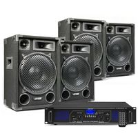 DJ speakerset met 4x MAX12 speakers en Bluetooth versterker 2800W - thumbnail