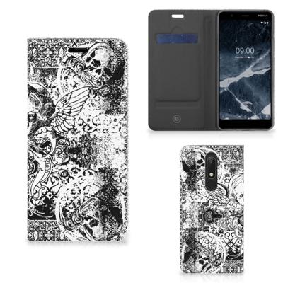 Mobiel BookCase Nokia 5.1 (2018) Skulls Angel