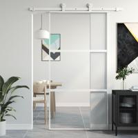 Schuifdeur 102,5x205 cm gehard glas en aluminium wit