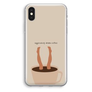 Aggressively drinks coffee: iPhone XS Transparant Hoesje