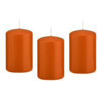 Cilinderkaars/stompkaars - 10x - oranje - 5 x 8 cm - 18 branduren