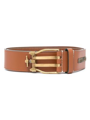 Gianfranco Ferré Pre-Owned ceinture en cuir à plaque logo (années 2000) - Marron