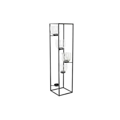 Kaarshouder DKD Home Decor Kristal Zwart Transparant 18 x 18 x 76 cm Ijzer