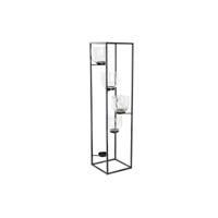 Kaarshouder DKD Home Decor Kristal Zwart Transparant 18 x 18 x 76 cm Ijzer