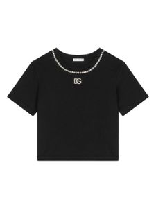 Dolce & Gabbana Kids t-shirt en coton à ornements en cristal - Noir