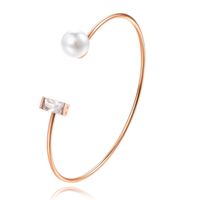 Rose armband met Rechthoekige Zirkonia Steen en Imitatie Parel