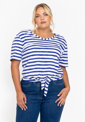 Yoek T-shirt met knoop RIVIERA | Indigo | Maat 46/48