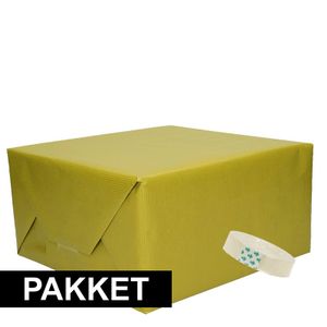 drie stuks kraft inpakpapier met rolletje plakband pakket 1