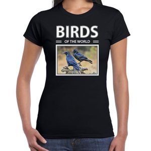 Raven t-shirt met dieren foto birds of the world zwart voor dames