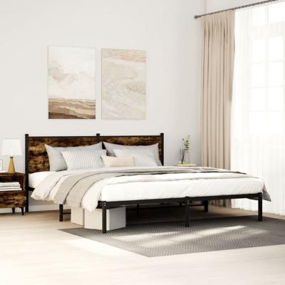 Bedframe zonder matras metaal gerookt eikenkleurig 183x213 cm
