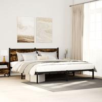 Bedframe zonder matras metaal gerookt eikenkleurig 183x213 cm