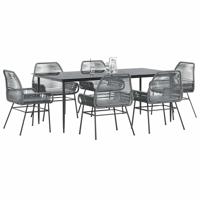 7-delige Tuinset met kussens poly rattan glas grijs