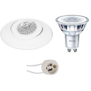 LED Spot Set - Pragmi Nivas Pro - GU10 Fitting - Inbouw Rond - Mat Wit - Trimless - Kantelbaar - Ø150mm - Philips - CorePro 827 36D - 4W - Zeer Warm Wit 2700K - Dimbaar