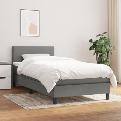 Boxspring met matras stof donkergrijs 100x200 cm