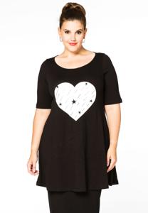 Yoek Tunic wide bot HEART | Zwart | Maat 42/44