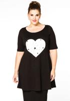 Yoek Tunic wide bot HEART | Zwart | Maat 42/44