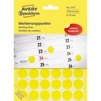 Avery Ronde etiketten diameter 18 mm, geel, 1.056 stuks