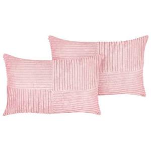 Beliani - MILLET - Sierkussen set van 2 - Roze - 47 x 27 cm - Corduroy