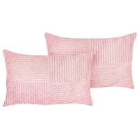 Beliani - MILLET - Sierkussen set van 2 - Roze - 47 x 27 cm - Corduroy - thumbnail