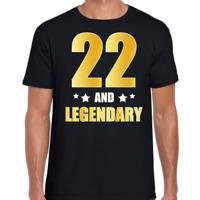 22 and legendary verjaardag cadeau t-shirt - zwart - gouden letters - heren - 22 jaar geworden