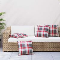 Bankkussens 4 stuks Rood Geruit Patroon 40x40 cm Stof