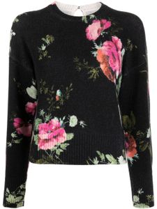 ERDEM pull en maille intarsia à fleurs - Noir