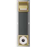 Xellanz Rocko Toiletrolhouder met Klep en Reserverolhouder - Inbouw - Geborsteld Messing