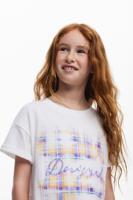 Kort mouw geruit T-shirt - WHITE - 13/14