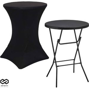 Infinity Goods Stevige Zwarte Statafel Incl. Zwarte Statafelrok - Partytafel - Robuust en Weersbestendig - Inklapbaar -