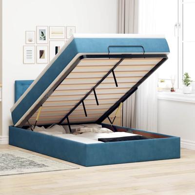 Ottoman bed met matras en LED's 120x200cm fluweel donkerblauw