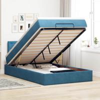 Ottoman bed met matras en LED's 120x200cm fluweel donkerblauw