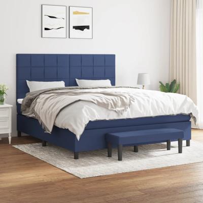 Boxspring met matras stof blauw 160x200 cm