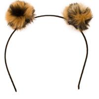 Carnaval verkleed diadeem met pluis panter bollen - oortjes voor dames - foute/panter party