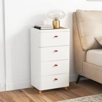Commode met 4 Laden Verticale Ladekast met Uitneembare Opbergplank en Massief Houten Poten Multifunctionele Nachtkastje Wit