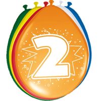 8x stuks Ballonnen verjaardag versiering 2 jaar 8x stuks Ballonnen verjaardag versiering 2 jaar