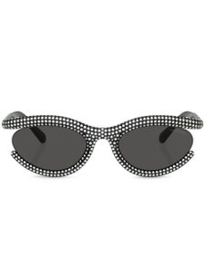 Swarovski lunettes de soleil ovales ornées de cristaux - Noir