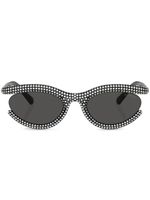 Swarovski lunettes de soleil ovales ornées de cristaux - Noir