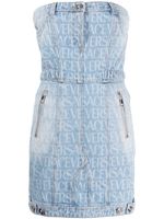 Versace robe courte Versace Allover en jean - Bleu - thumbnail