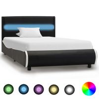 vidaXL Bedframe met LED kunstleer zwart 90x200 cm - thumbnail