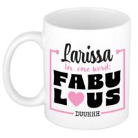 Naam mok Larissa - wit - Fabulous - keramiek - 300 ml - cadeau collega beker