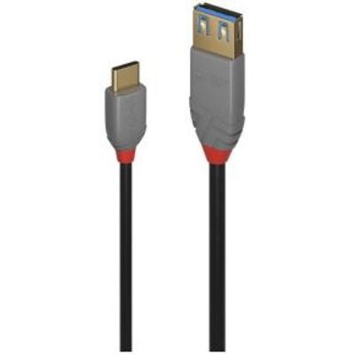 Lindy 36895 0.15m USB C USB A Mannelijk Vrouwelijk Zwart USB-kabel