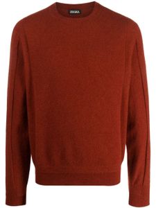 Zegna pull en laine mélangée à col rond - Marron