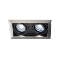 Durham - LED Inbouwspot - 8 Watt 690 Lumen - 6500K Daglicht wit - Dubbel - GU10 - Kantelbaar - Verzonken - IP20 voor binnen - Rechthoek - RVS