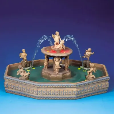 Lemax lighted village square fountain bewegend kerstdorp tafereel 2001