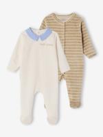 Set van 2 babyslaappakje geboorte in fluweel / velours ENVIE DE FRAISE personaliseerbaar ecru