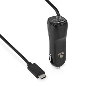 Nedis Autolader | 1x 3.0 A | USB-C Kabel | 1 m | 18 W | 1 stuks - CCHAC300ABK CCHAC300ABK